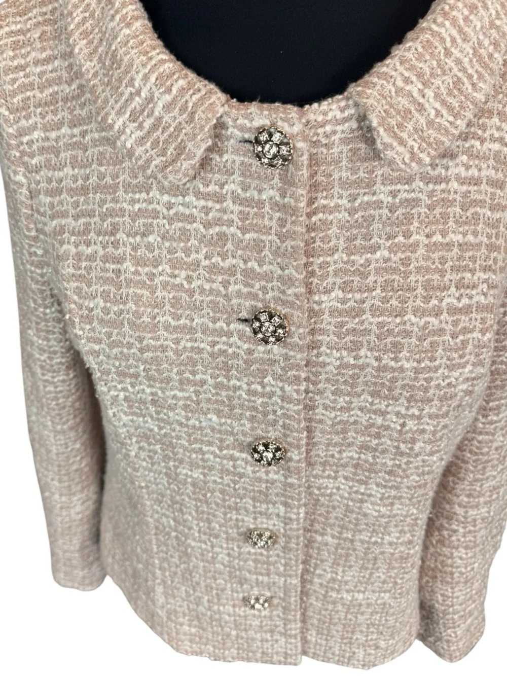 Adrianna Papell Dusty Rose Ivory Textured Tweed Blazer Women’s Size Medium